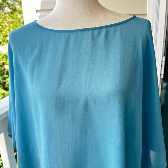 NWT Eileen Fisher Silk Georgette Top L/XL River Blue Flowy Lagenlook Minimalist - Picture 4 of 10